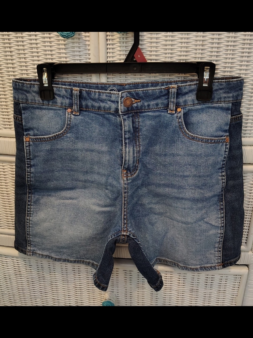 wonder nation Two-Tone Blue Denim Boyfriend Shorts
